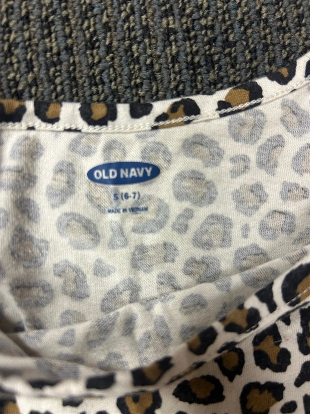 Old Navy Kids Leopard Print Short Sleeve Dress - White & Brown